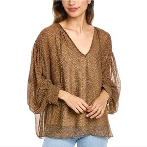 Vince Brown And Cream Stary Dot Blouse - Size XXL